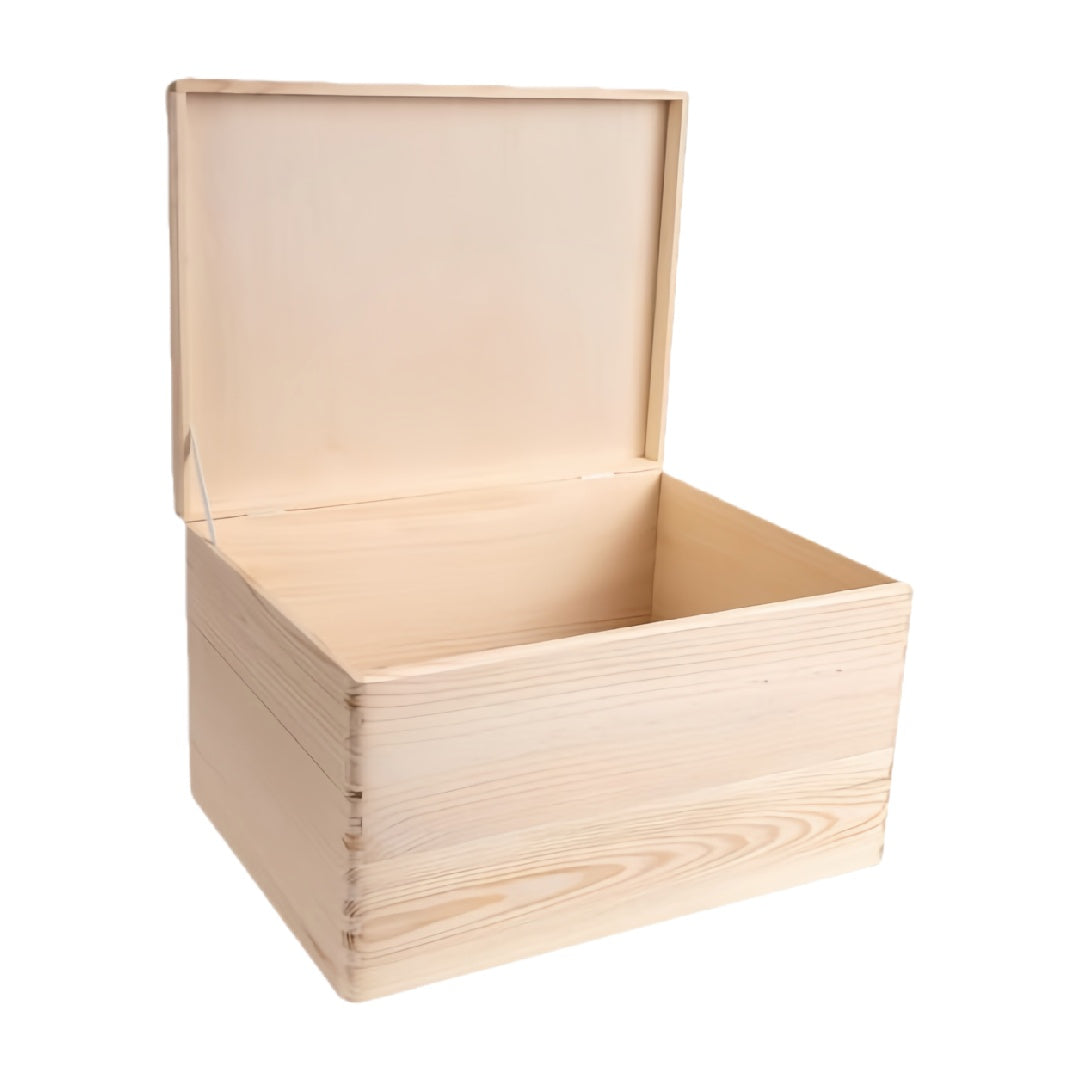 Wooden Storage Box with Hinged Lid