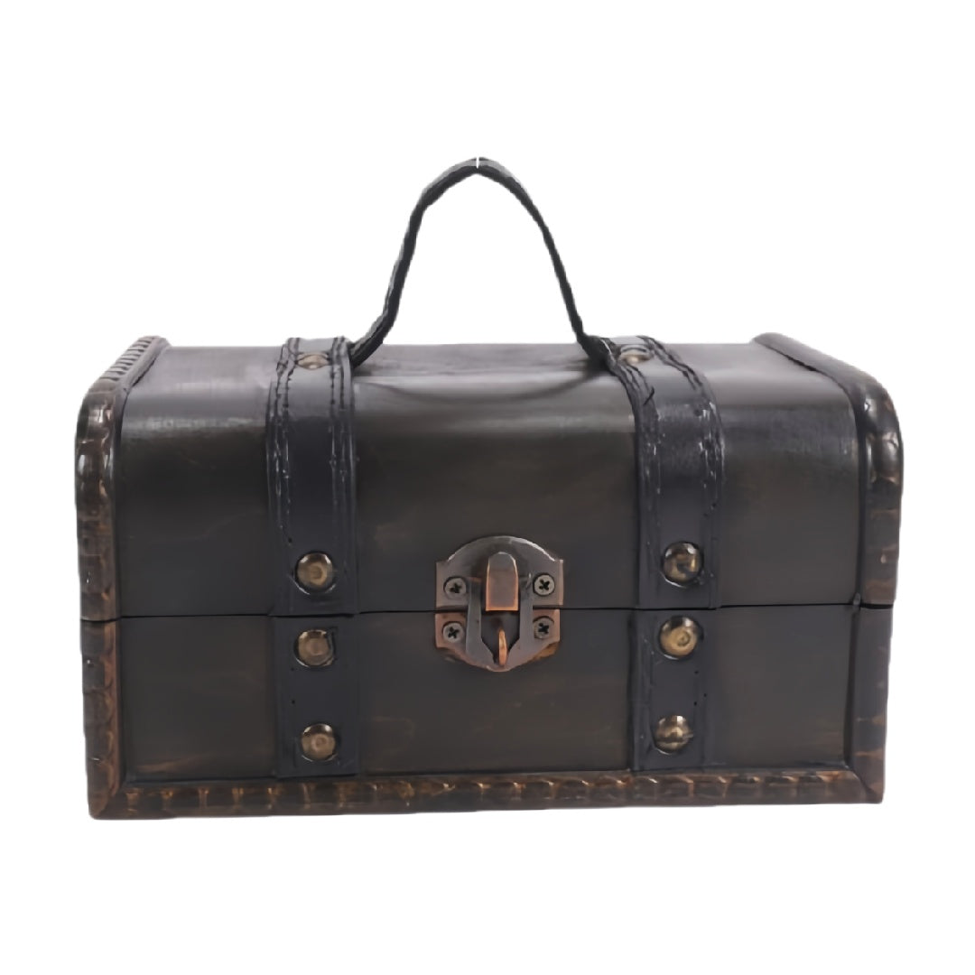Vintage-Style Storage Box with Handle and Lock
